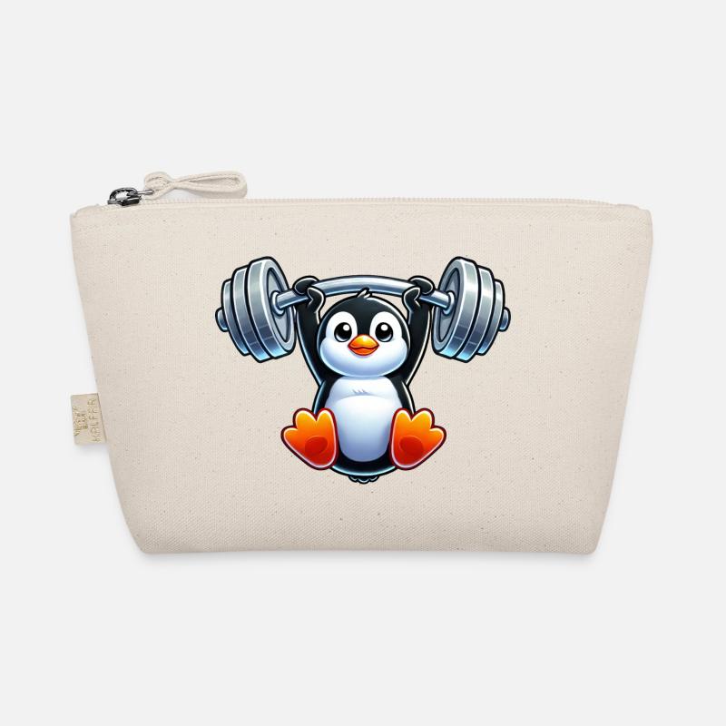 Pingouin de dessin animé mignon avec tête de traction d’haltères Trousse biologique