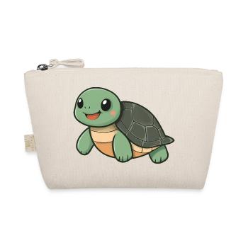 Cute Happy Turtle - Adorable and Cheerful Cartoon - Organic Pouch - nature - Front