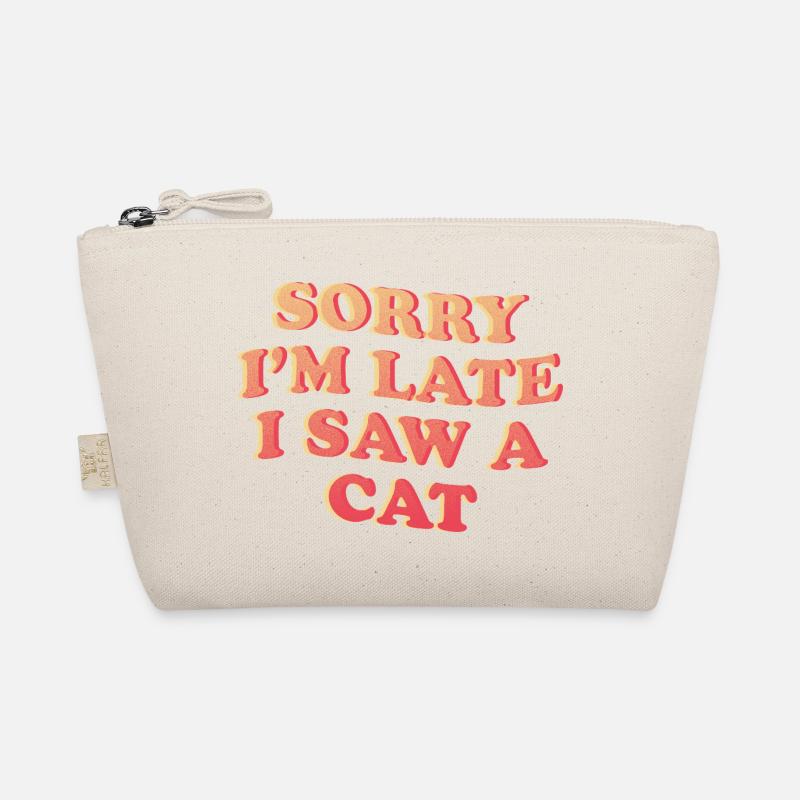 Sorry I’m Late – Lustiges Katzen-Statement - Bio-Täschchen - Natur