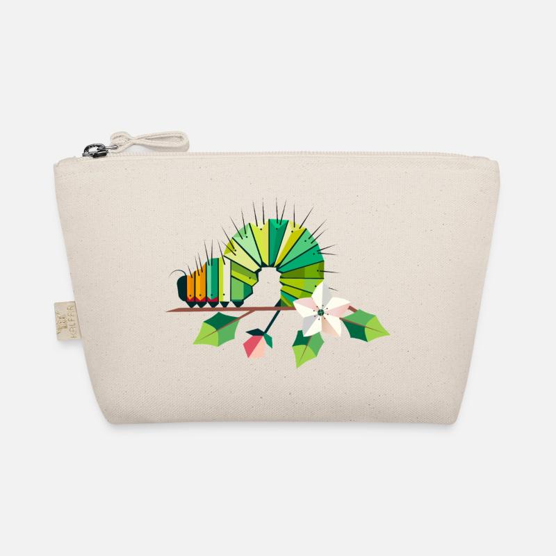Chenille dans des tons verts vifs sur une branche de fleur Trousse biologique