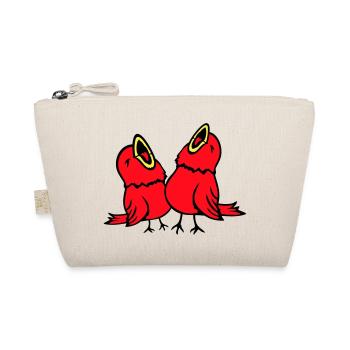 2 Budgies, Songbirds, Sparrows, Chirping Team - Organic Pouch - nature - Front