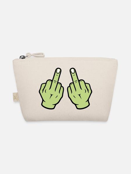 Middle Finger Hand - Organic Pouch - nature - Front