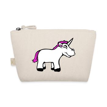 Einhorn Pink Lustig Lächeln Grinsen Cartoon Comic - Bio-Täschchen - Natur - Vorne