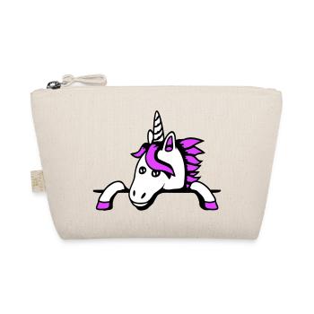 Unicorn Behind Fence Wall Bag Cute Small Painted - Organic Pouch - nature - Front