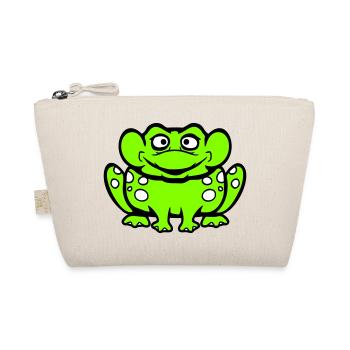Frosch Kröte lacht lustig albern frech sitzt Comic - Bio-Täschchen - Natur - Vorne