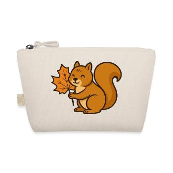 Cute Squirrel with Autumn Leaf Cartoon - Organic Pouch - nature - Front