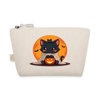 Halloween Katze mit Halloween Kürbis - Bio-Täschchen - Natur - Vorne