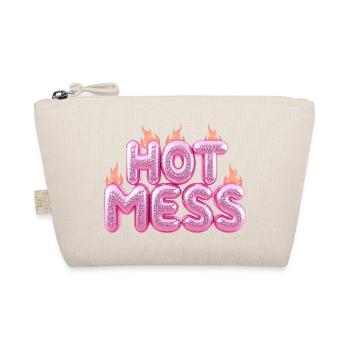 Hot Mess Pink 3D Bubble Typography - Organic Pouch - nature - Front