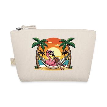 Flamant rose drôle sur le hamac de plage pendant les vacances d’été - Trousse biologique - nature - Devant