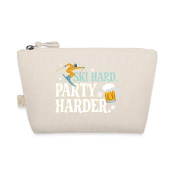 Ski Hard Party Harder Après Ski Spruch - Bio-Täschchen - Natur - Vorne