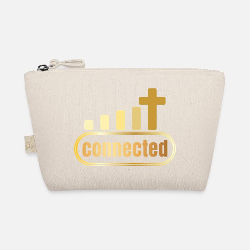 Connected - Kreuz - gold - christlich - Bio-Täschchen - Natur