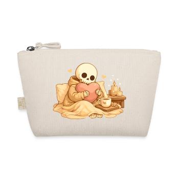 Cozy Skeleton with Heart – Rest & Self-Care - Organic Pouch - nature - Front