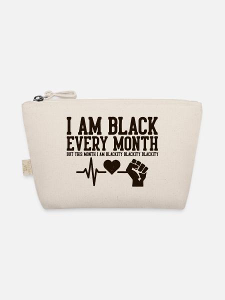 I Am Black Every Month Heartbeat Fist - Organic Pouch - nature - Front