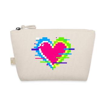 Cœur Pixel Néon Arc-en-ciel - Trousse biologique - nature - Devant