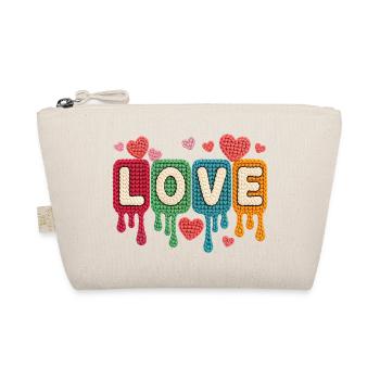 Amour, tricots colorés, cœurs, amour romantique, amour - Trousse biologique - nature - Devant
