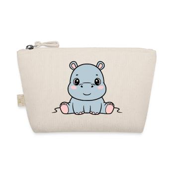 Cute Baby Hippopotamus Sitting Kawaii - Organic Pouch - nature - Front