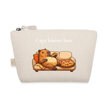 Capybara Mit Pizza Auf Sofa - Bio-Täschchen - Natur - Vorne
