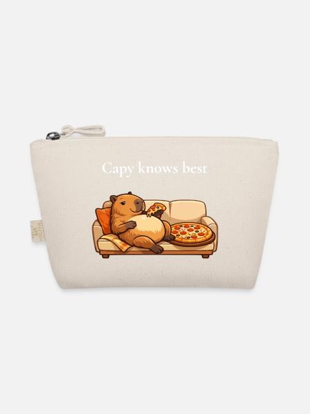 Capybara avec pizza sur canapé - Trousse biologique - nature - Devant