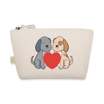 Sweet Cartoon Puppies in Love with Big Red Heart - Organic Pouch - nature - Front