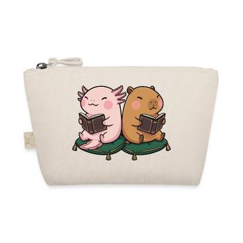 Cute Kawaii Book Lover Axolotl Water Sw - Organic Pouch - nature - Front