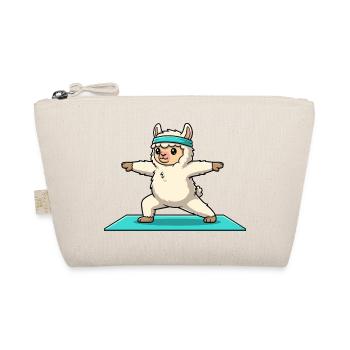 Yoga Llama Alpaga en posture guerrière - Trousse biologique - nature - Devant