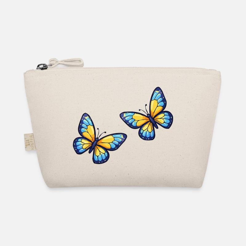Blue Yellow Butterflies Pattern Organic Pouch