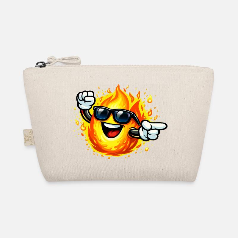 Fire Emoticon with Sunglasses Organic Pouch