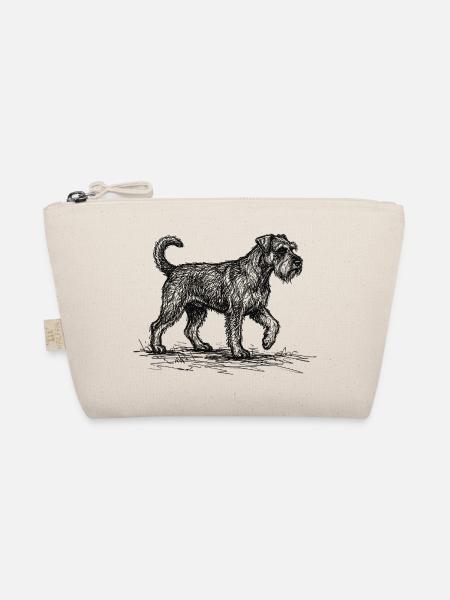 Schnauzer Sketch – Hund Design minimalistisch - Bio-Täschchen - Natur - Vorne
