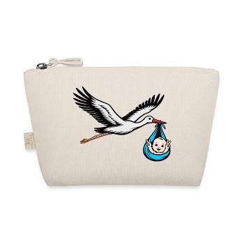 Cigogne volante avec bébé Peace Blue - Trousse biologique - nature - Devant