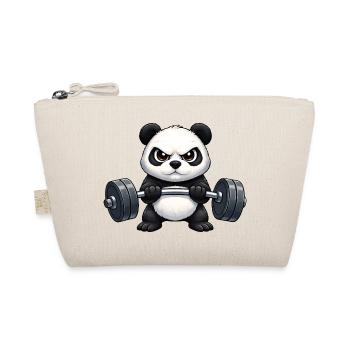 Cooler Panda Hantel Fitness Bodybuilder Training - Bio-Täschchen - Natur - Vorne