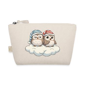 Cloud duo owls with pointed hats - Organic Pouch - nature - Front