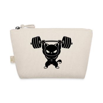 Muscle cat lifts heavy dumbbell - Organic Pouch - nature - Front