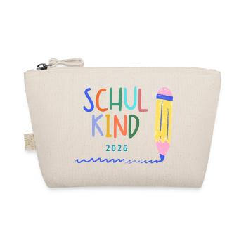 Schulkind 2026 bunte Schrift - Buntstift - Bio-Täschchen - Natur - Vorne