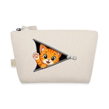 Cute Kitten Zipper Cat - Organic Pouch - nature - Front