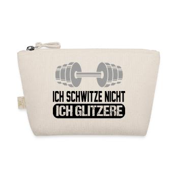 Ich schwitze nicht Bodybuilding Sprueche Glitzer - Bio-Täschchen - Natur - Vorne