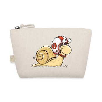 Vollgas Schnecke – Lustige Rennschnecke mit Helm - Bio-Täschchen - Natur - Vorne