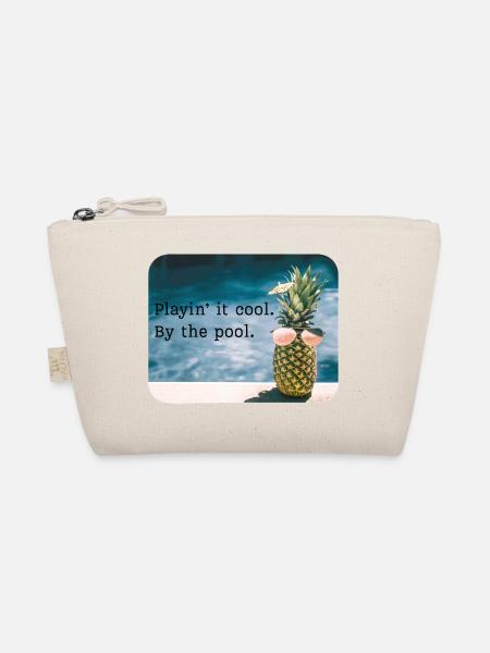 Ananas am Pool – Sommerhumor - Bio-Täschchen - Natur