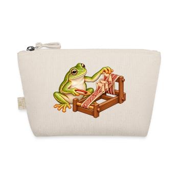 Frosch webt mit Brettchen - Bio-Täschchen - Natur - Vorne