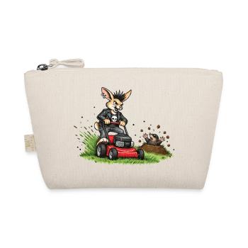 Hase auf Rasenmäher – witziges Waldduo - Bio-Täschchen - Natur - Vorne