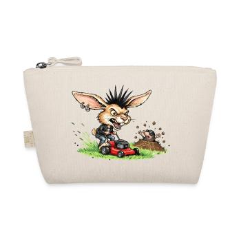 Punk Hase mit Rasenmäher gegen Maulwurf - Bio-Täschchen - Natur - Vorne