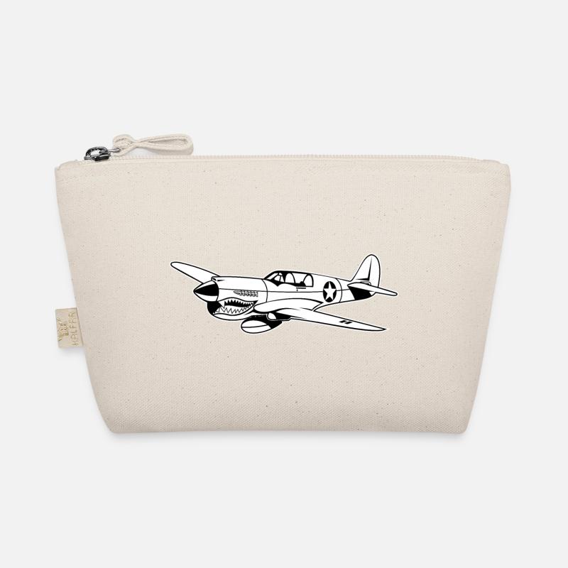 Jagdflugzeug / Kampfflieger Warhawk 02_weiß Bio-Täschchen
