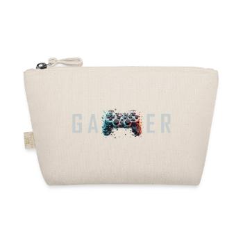 Gamer Schriftzug 3D Controller Nerd Geschenk - Bio-Täschchen - Natur - Vorne