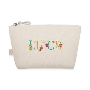 LUCY Name Art With Flowers Embroidered - Organic Pouch - nature - Front