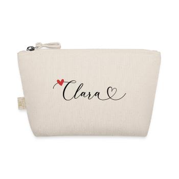 Clara Surname First name Calligraphy Heart - Organic Pouch - nature - Front