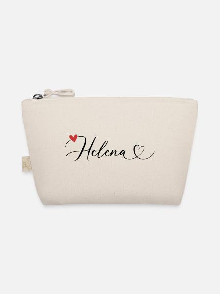 Helena Last name First name Calligraphy heart - Organic Pouch - nature - Front