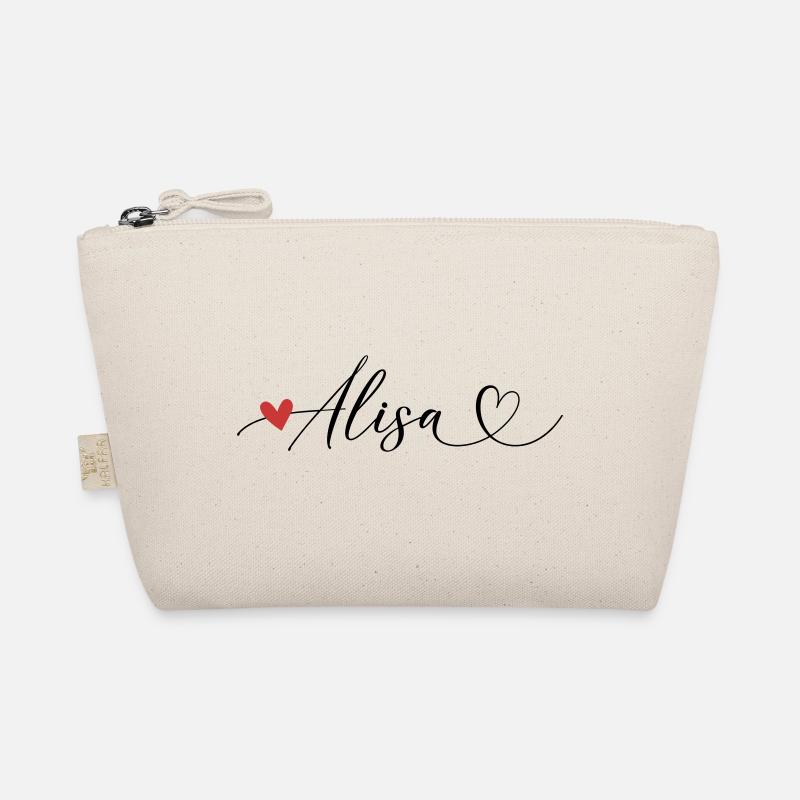 Alisa Last name First name Calligraphy heart Organic Pouch