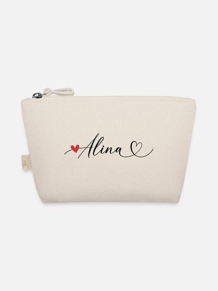 Alina Name Vorname Kalligrafieherz - Bio-Täschchen - Natur - Vorne