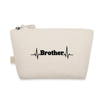 Brother lettering with heartbeat - Organic Pouch - nature - Front