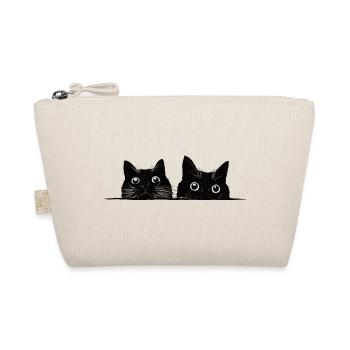 Two peeking cats black - Organic Pouch - nature - Front
