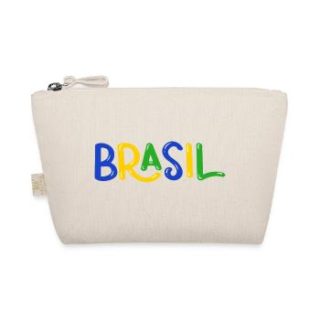Brasilien Bubble Schriftzug Fussball Fan Shirt - Bio-Täschchen - Natur - Vorne